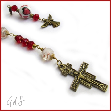 Collana rosario con croce di San Damiano